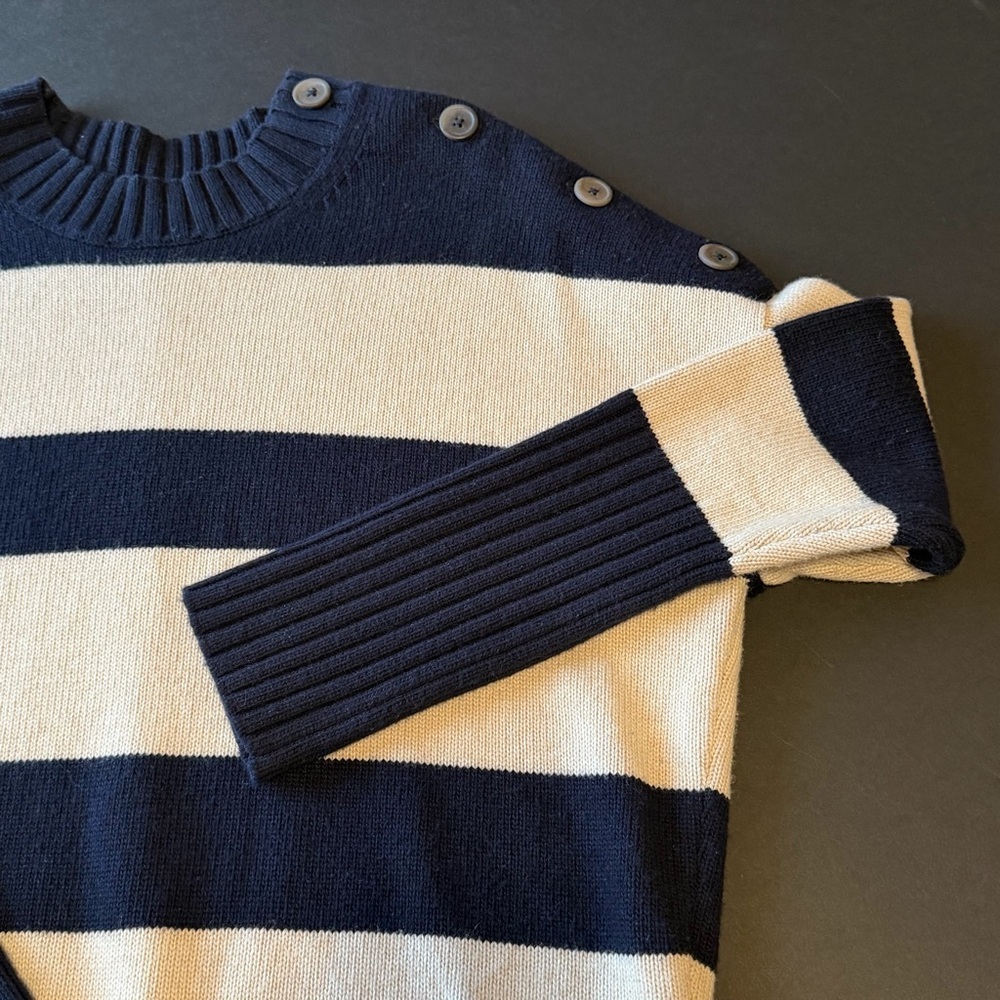 BROCHU WALKER CY Striped crewneck Sweater cream and navy blue, size XS - Picture 9 of 13